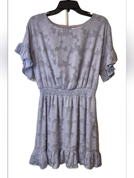 She + Sky Dresses & Skirts - She N Sky Lilac Floral Women's Sz L Dress with Ruffle Sleeves
